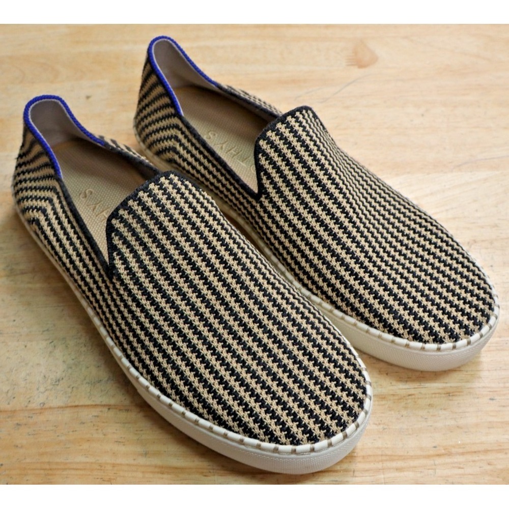 Rothy's‎ The Original Slip On Toffee Stripe Hemp Sneakers Shoes Women's 9.5